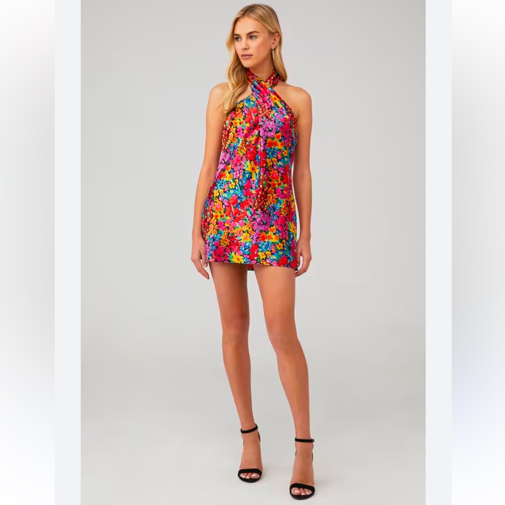 Show me your Mumu Jasmine Halter mini dress in Garden Glow size XS